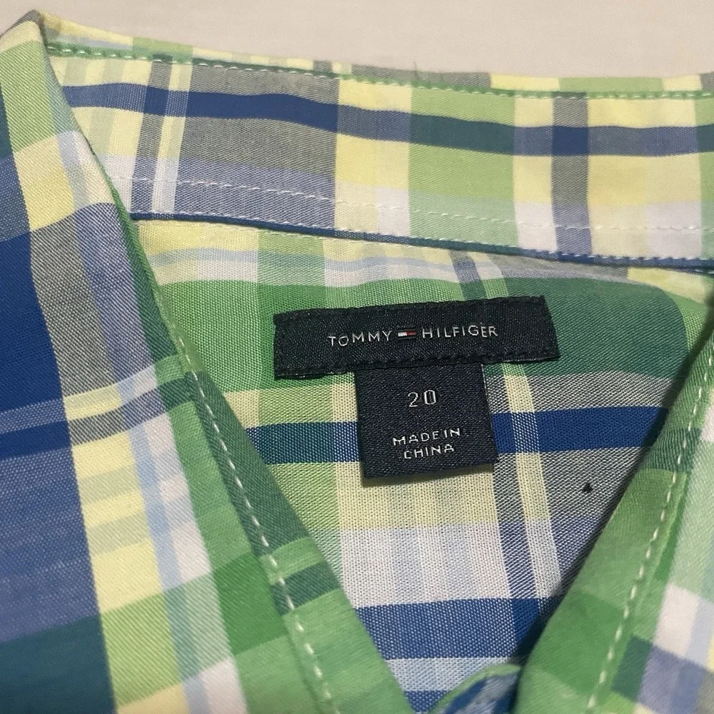 Tommy‎ Hilfiger Boys Shirts Button-up Long Sleeve Collared Size 20 Plaid Check